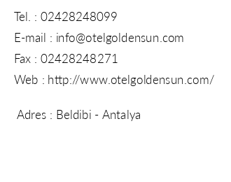 Hotel Golden Sun iletiim bilgileri